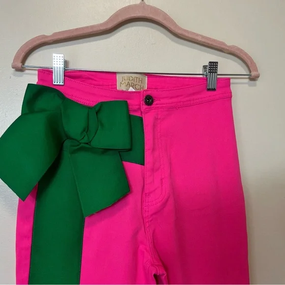 Judith March Pink Wide Leg Jeans with Green Side Stripe. Medium. NWOT - Picture 6 of 9